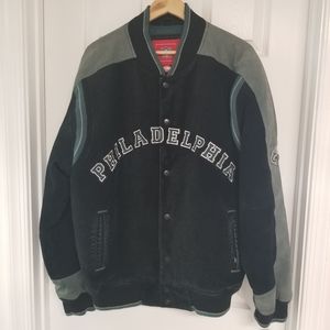 NFL - Philadelphia Eagles Button-Up Suede Jacket 1990s Large damaged